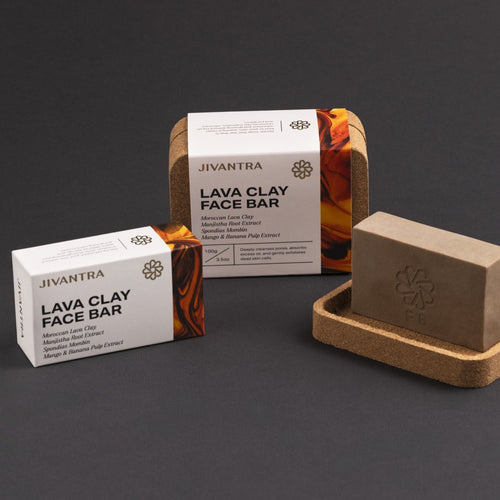JIVANTRA Lava Clay Face Bar with packaging and cork case
