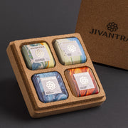 JIVANTRA Travel & Gift Pack — four 50g cleansing bars in cork case