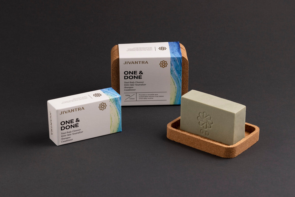 One & Done Original — odor neutralizing total body cleansing bar with cork case